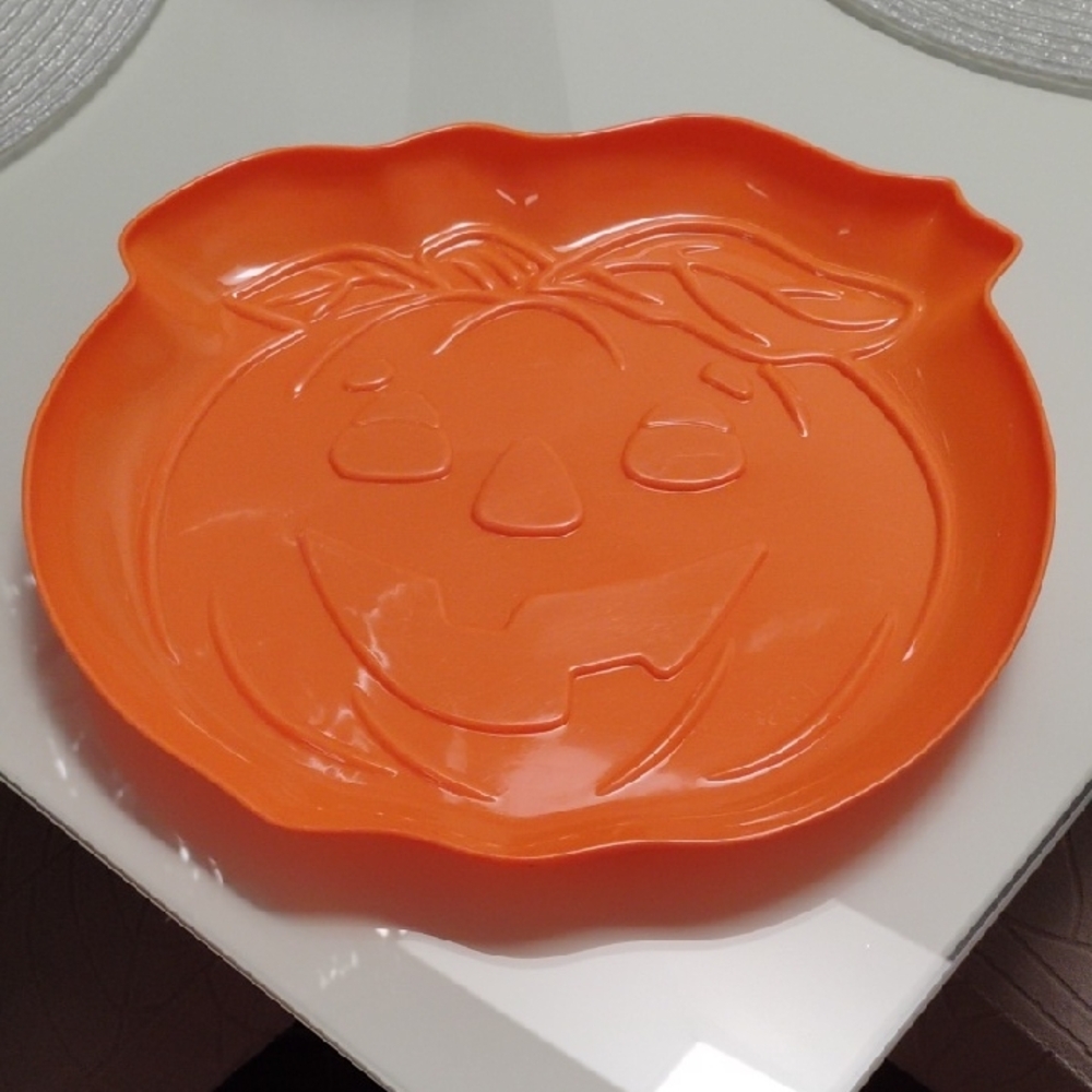 Orange Pumpkin Shaped Plastic Tray